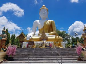 Statue of Buddha in a Buddhist temple up the mountains in Chiang Mai, Thailand