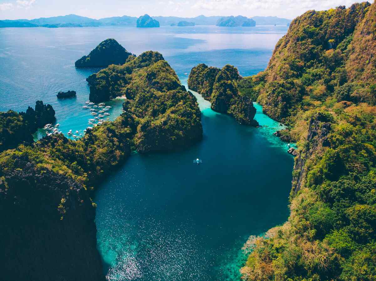 Rocky coast with emerald sea.