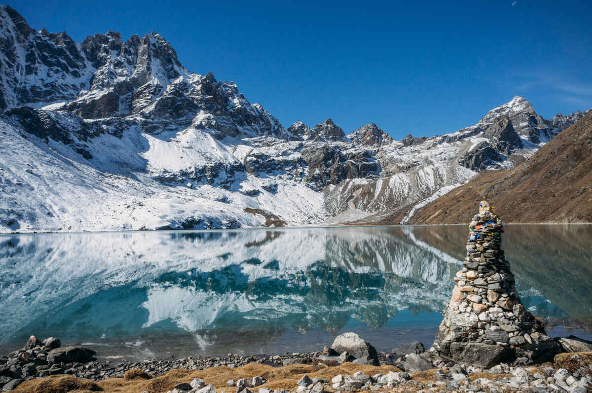 Lake at the Himalaya mountain in Nepal