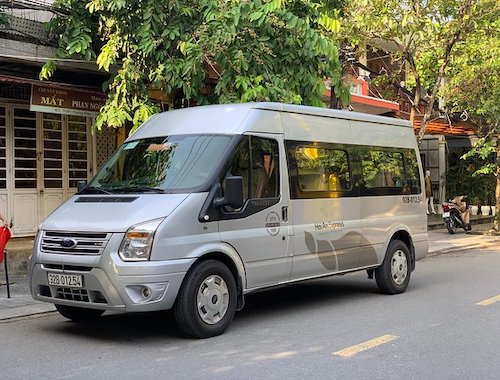 Van parked in a parking lot.