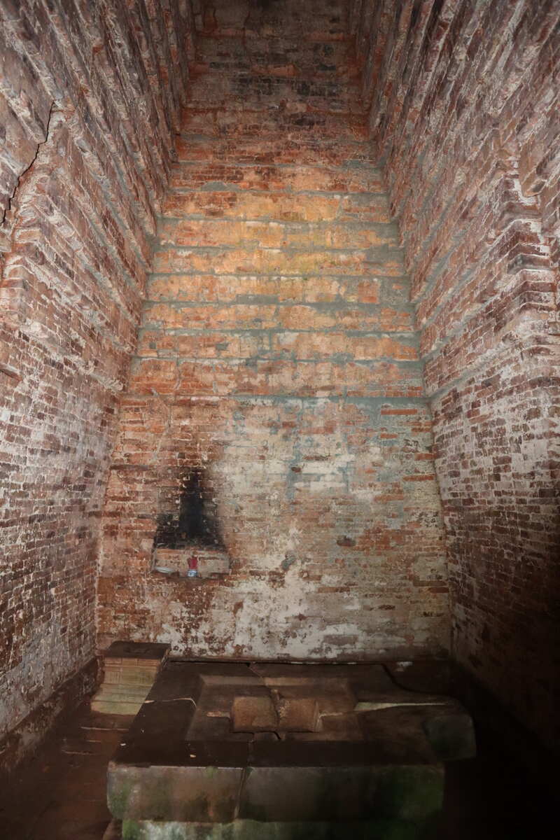 Ancient brickwork in an old temple structure.