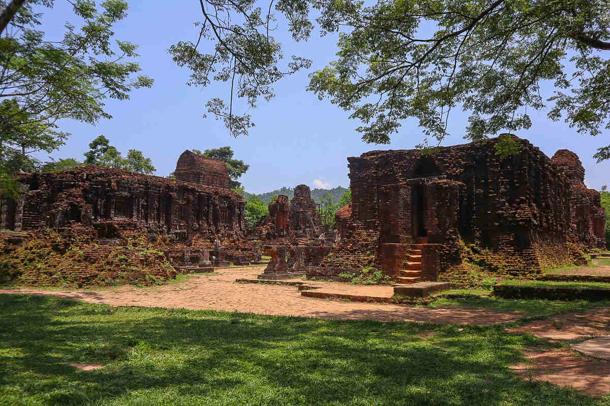 Temple gate with intricate red façade.