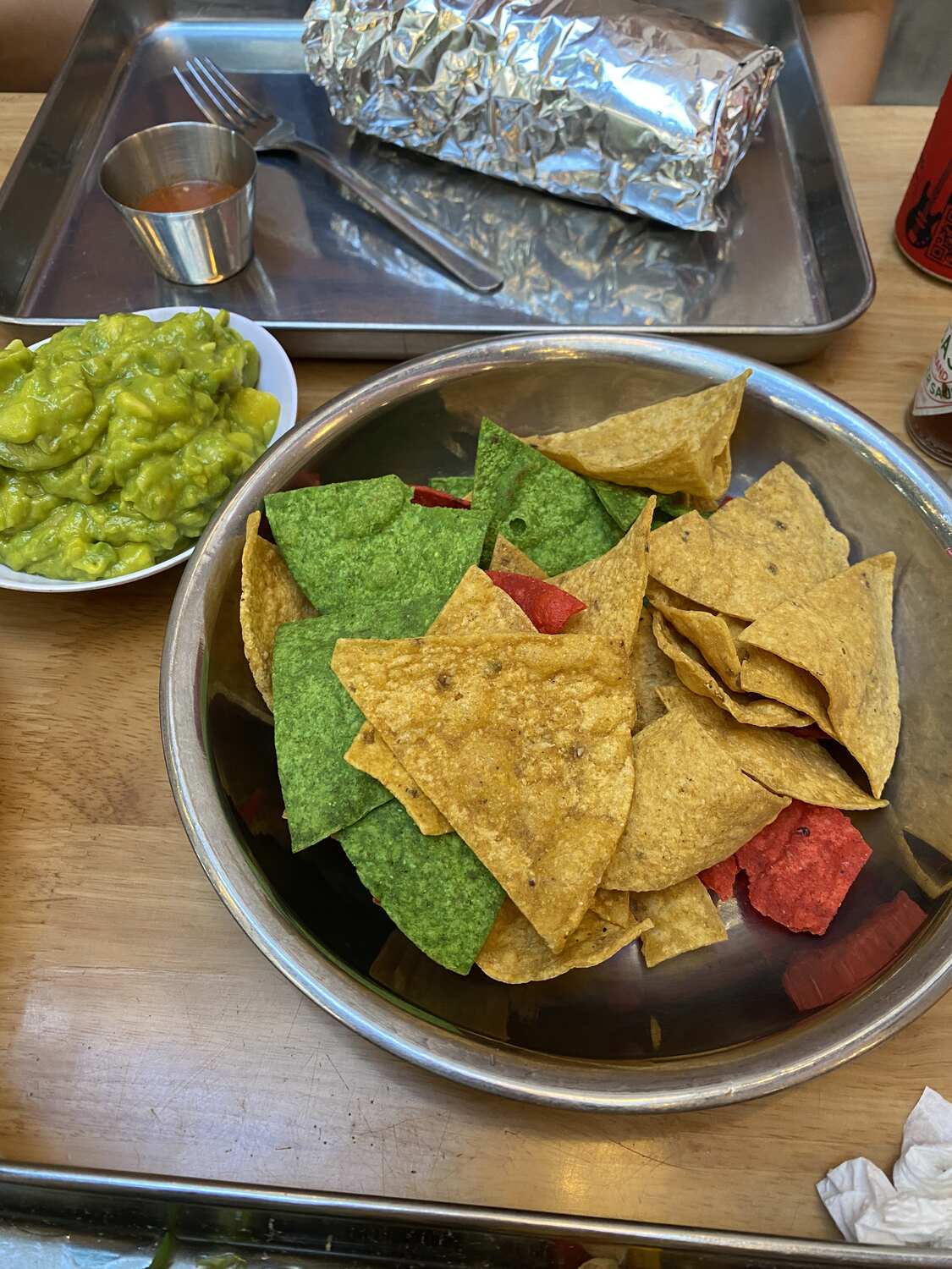 Nachos with salsa anda guacamole Adobo restaurant