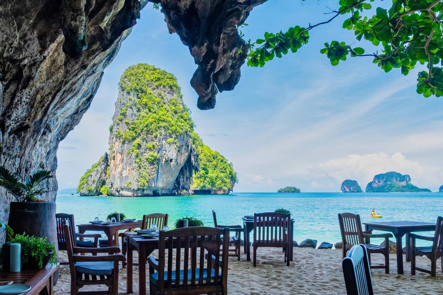 Restaurant-with-tables-in-Railay-Beach-Krabi